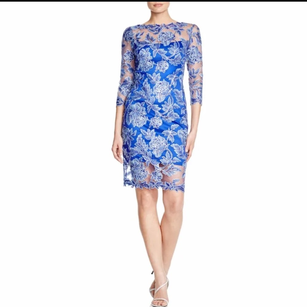 Tadashi Shoji
Peony Embroidered Metallic Corded Cocktail Sheath Dress